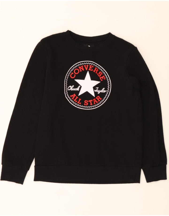 CONVERSE Boys Graphic Sweatshirt Jumper 13-14 Years XL Black Vintage Converse and Second-Hand Converse from Messina Hembry 