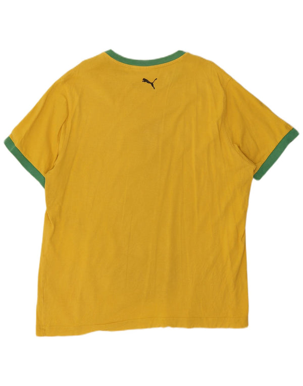 Мужская футболка с рисунком Puma, XL, желтый, хлопок с цветными блоками