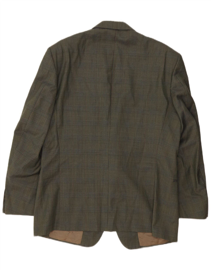 TRUSSARDI Мужской пиджак на 2 пуговицах IT 54 2XL Хаки в клетку, шерсть