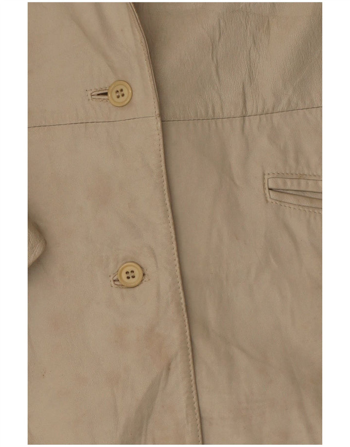 Marcos Женский кожаный пиджак на 2 пуговицах IT 44 Средний бежевый кожаный