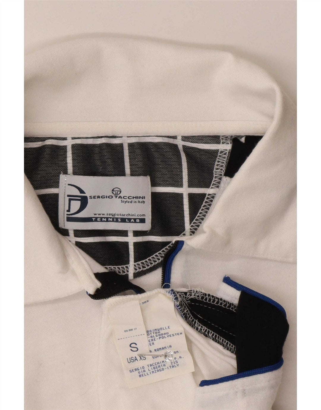 Мужская рубашка-поло Sergio Tacchini, маленькая белая, хлопковая с цветными блоками
