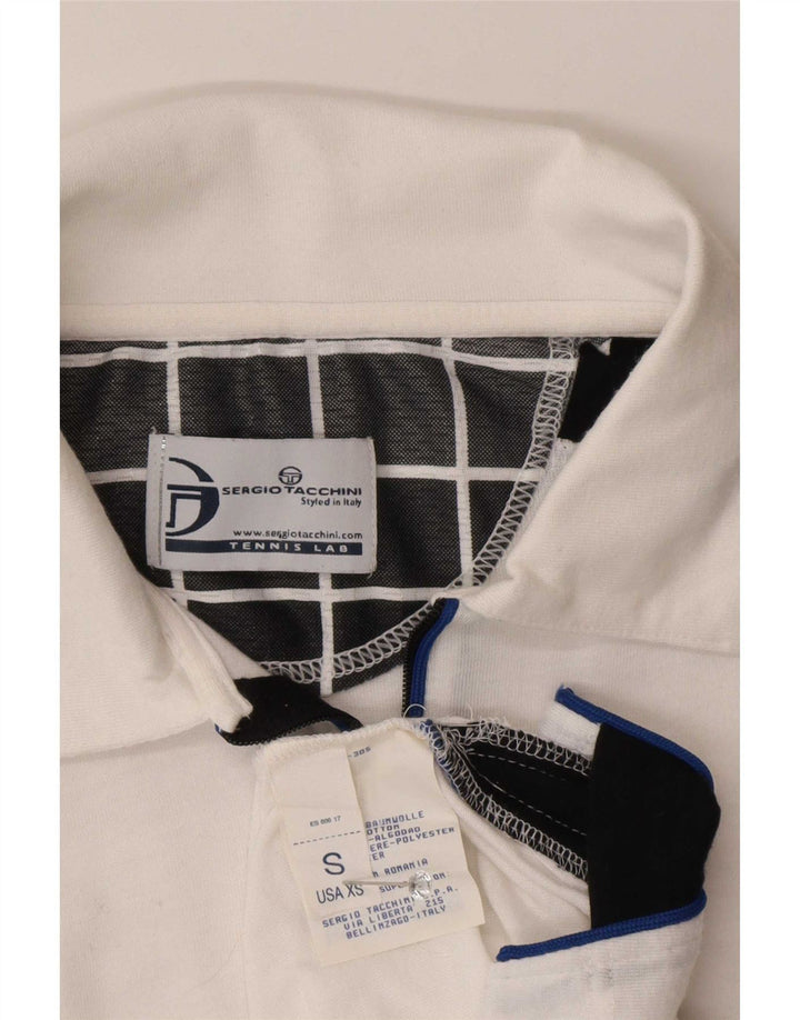 Мужская рубашка-поло Sergio Tacchini, маленькая белая, хлопковая с цветными блоками
