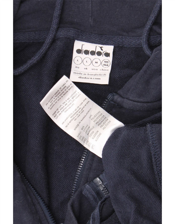 DIADORA Мужской свитер с капюшоном на молнии, большой темно-синий, хлопок