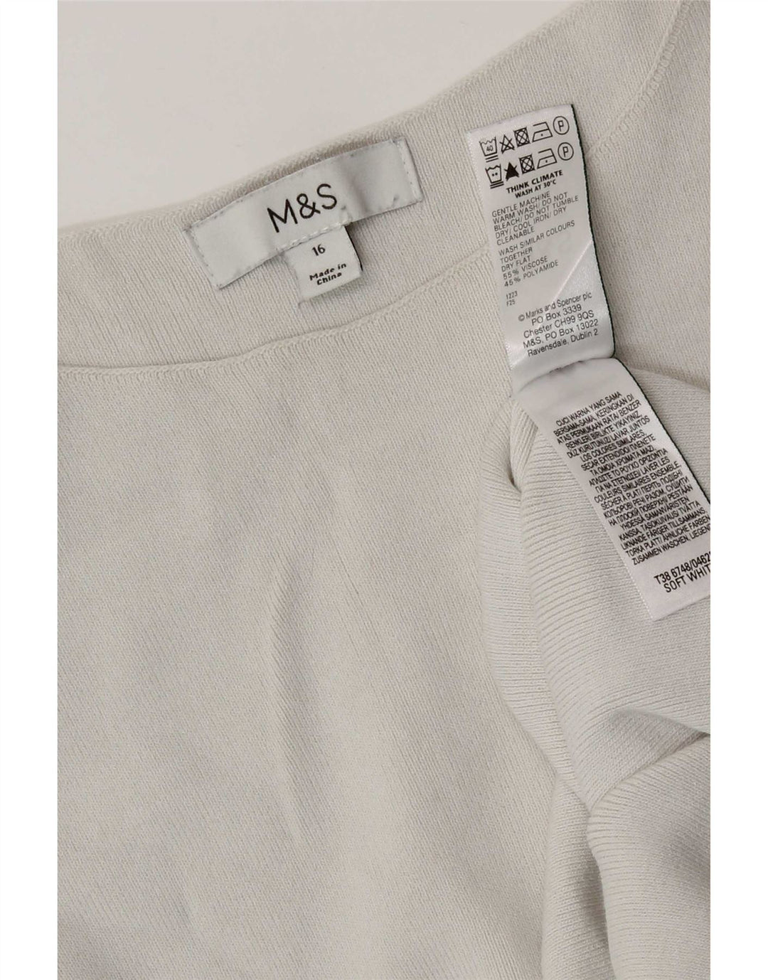 Женский жилет Marks & Spencer UK 16, большой размер из вискозы белого цвета