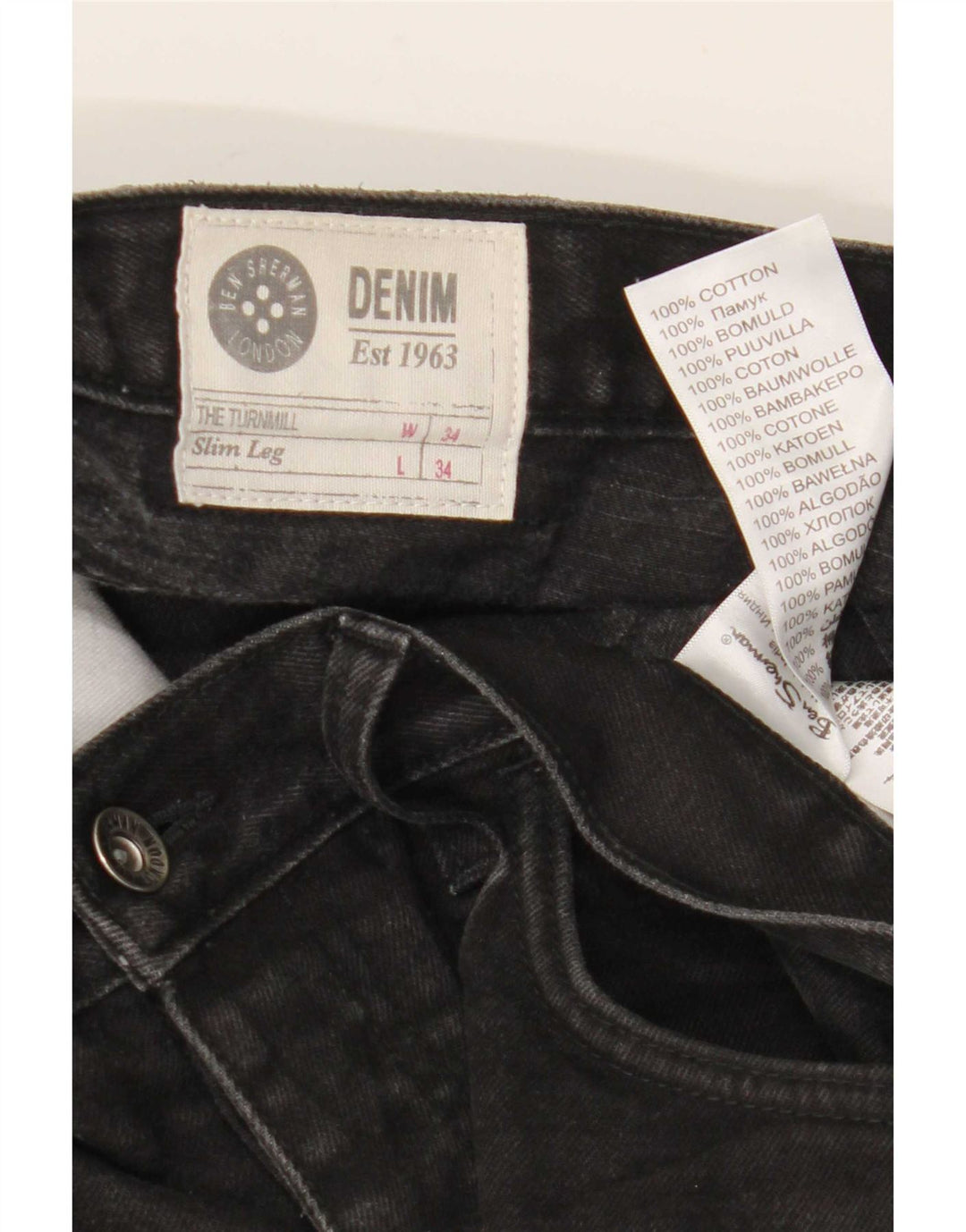 Мужские узкие джинсы Ben Sherman W34 L34 черные