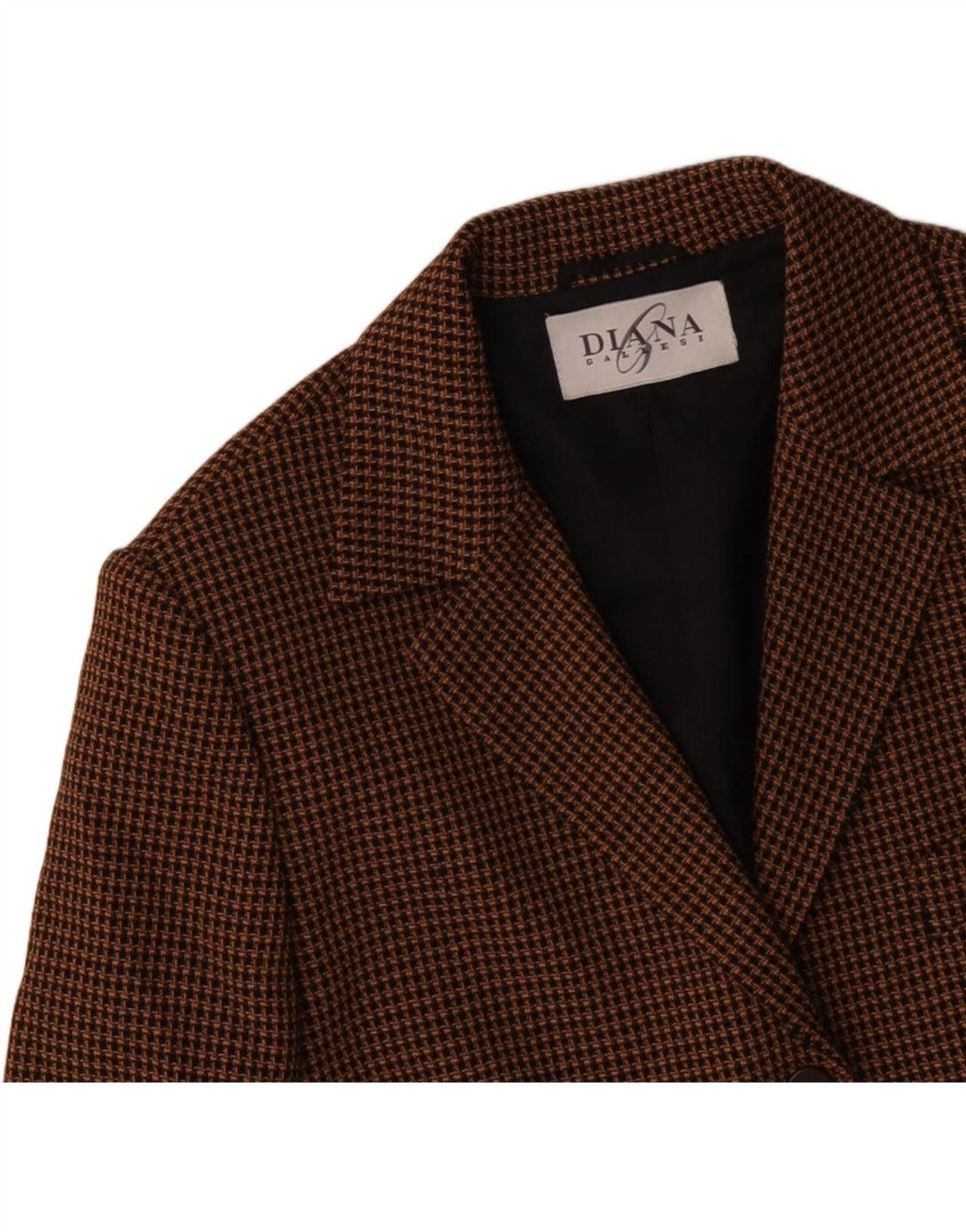 Женский пиджак на 3 пуговицах DIANA GALLESI UK 14, большой коричневый с узором «гусиные лапки»