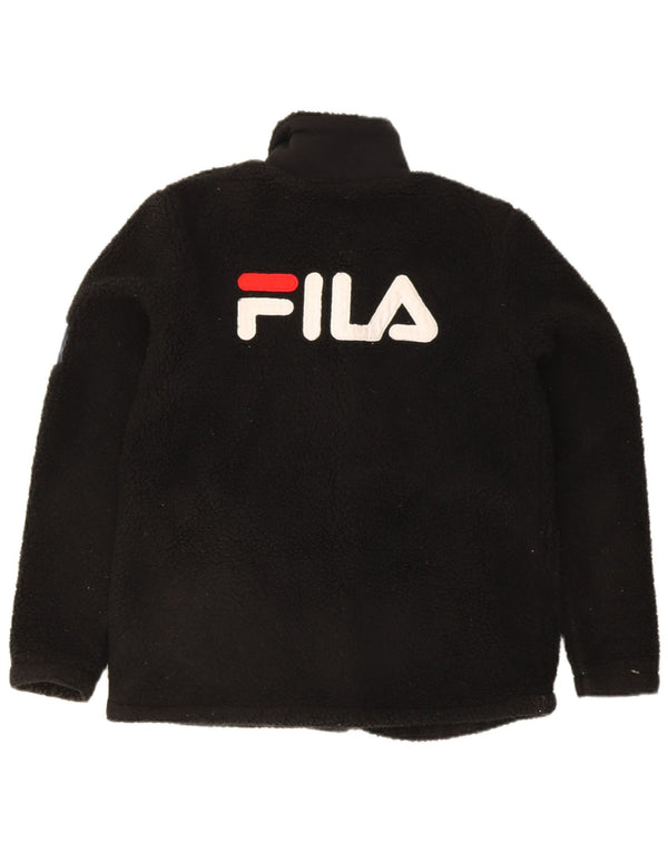 Fila Женская флисовая куртка с графическим рисунком UK 10, маленькая, черная, полиэстер