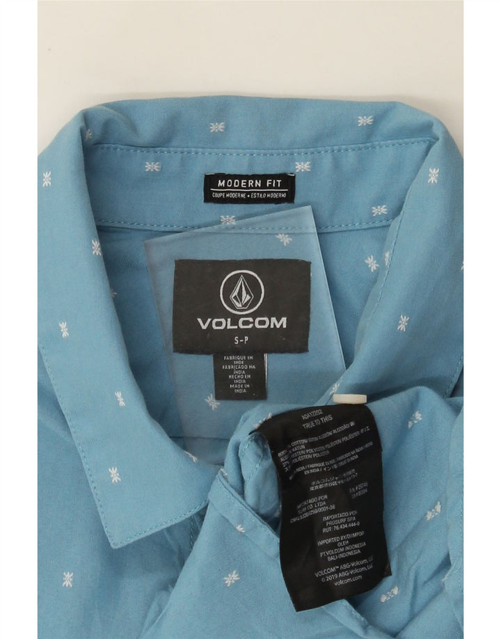 Volcom Мужская рубашка современного кроя с коротким рукавом, маленькая синяя пятнистая хлопковая рубашка
