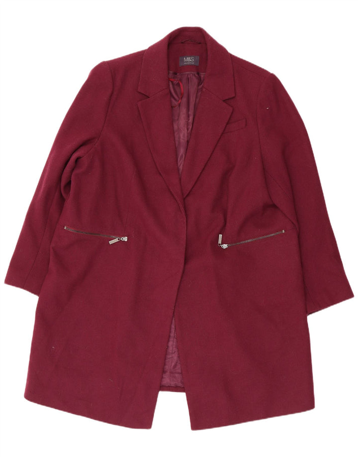 Женское пальто Marks & Spencer UK 20 2XL бордовый полиэстер