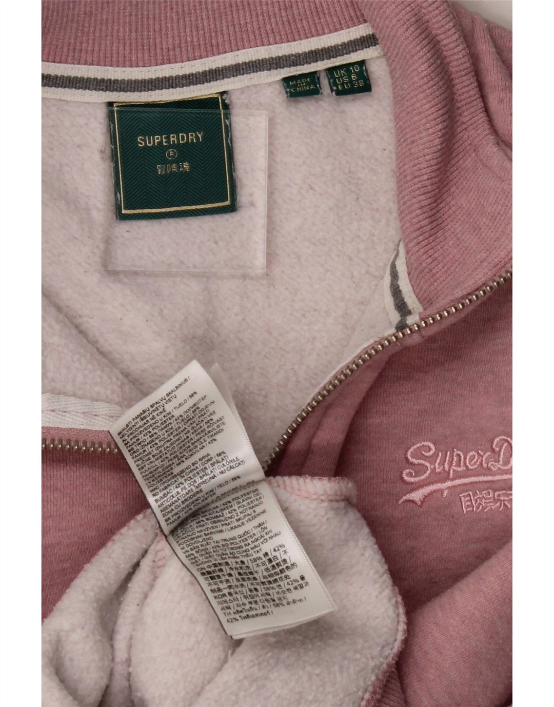 SUPERDRY Womens Oversized Crop Sweatshirt Jumper UK 10 Small  Pink Vintage Superdry and Second-Hand Superdry from Messina Hembry 