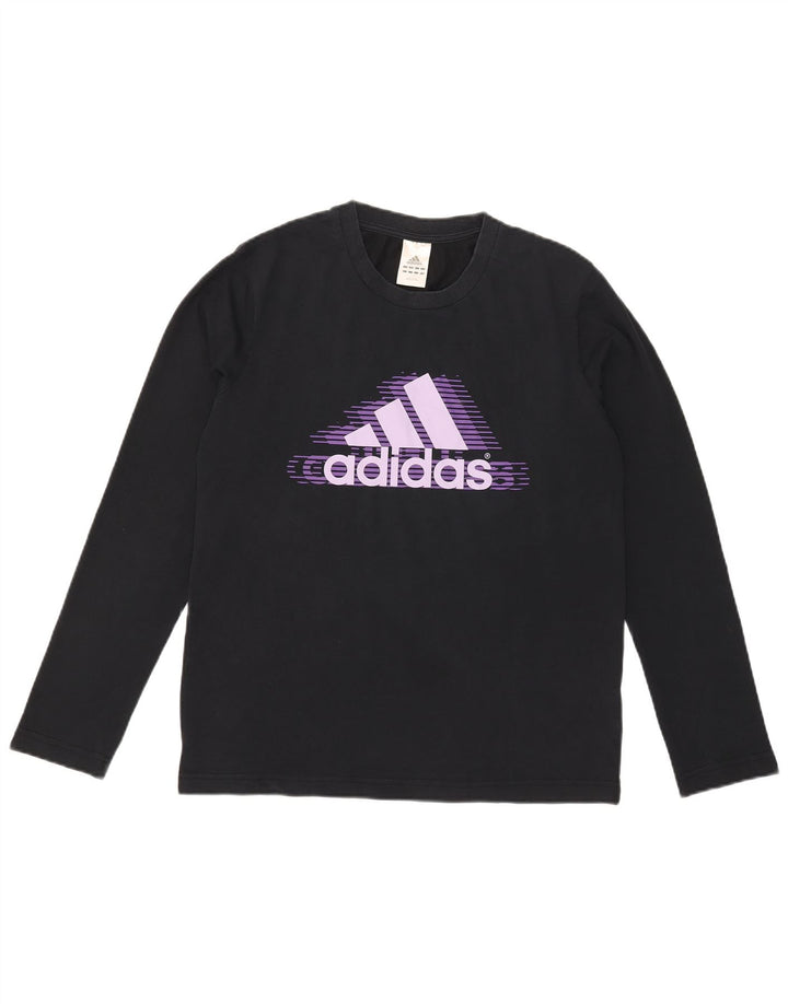 Мужской топ с рисунком Adidas с длинным рукавом, средний, темно-синий