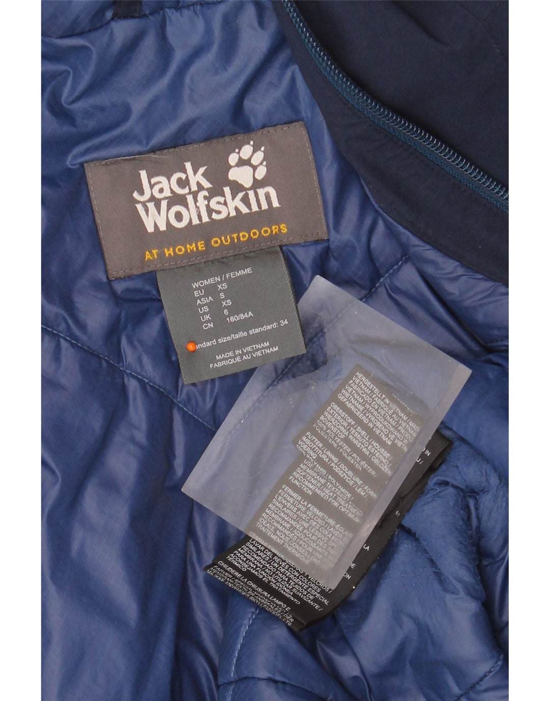 JACK WOLFSKIN Женская ветровка оверсайз с капюшоном UK 6 XS Темно-синий