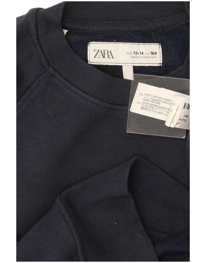 Свитшот Zara для мальчиков 13-14 лет, темно-синий, хлопок