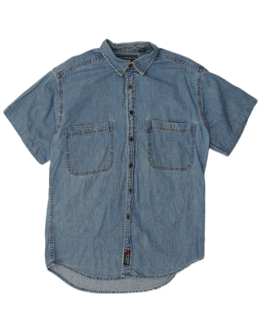 Мужская джинсовая рубашка с коротким рукавом Levi's, хлопок среднего синего цвета