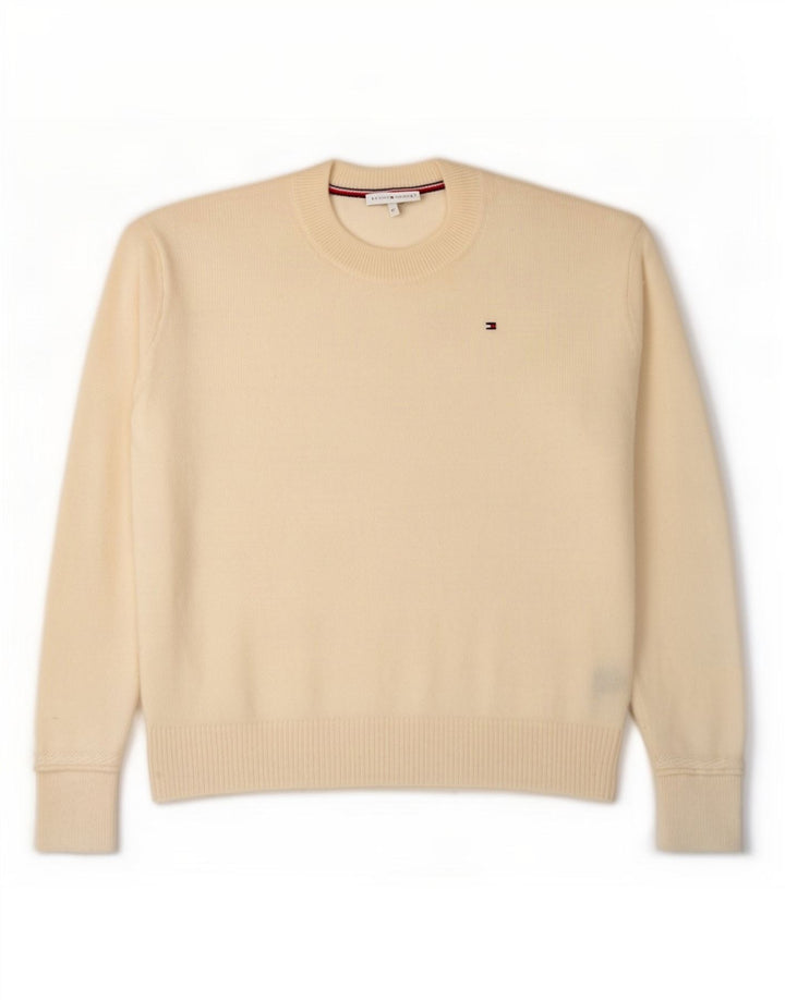 Женский джемпер с круглым вырезом Tommy Hilfiger UK 14, средний, белая шерсть