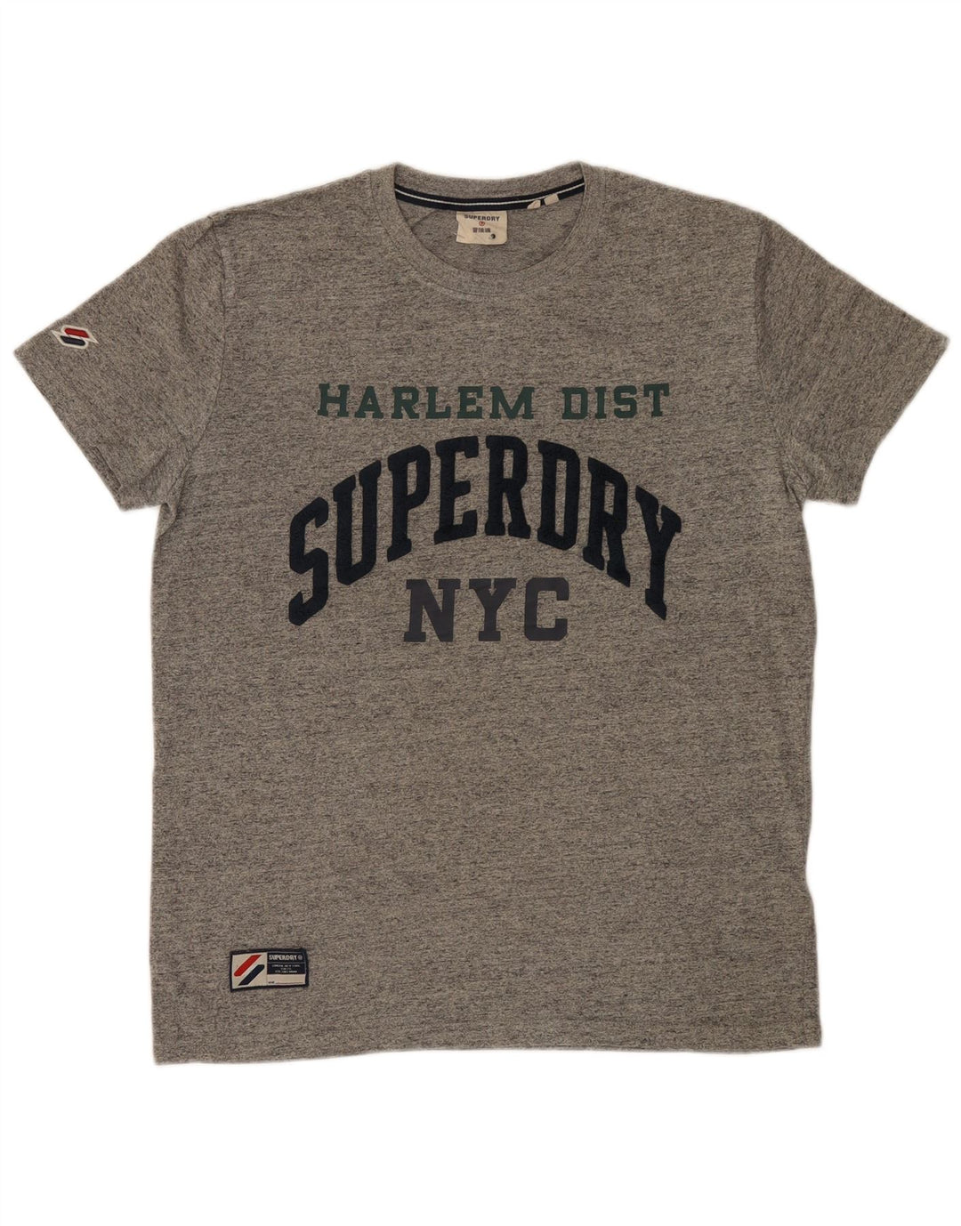 Мужская футболка с рисунком Superdry, топ из хлопка среднего серого цвета с крапинками