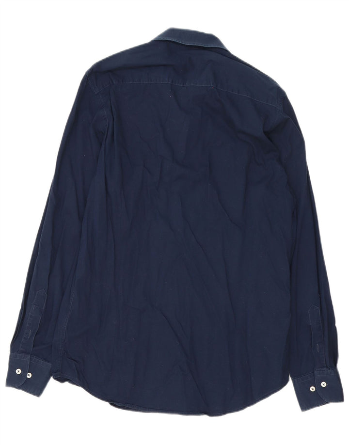 Мужская рубашка Trussardi, размер 41/42, большая, темно-синяя, хлопок