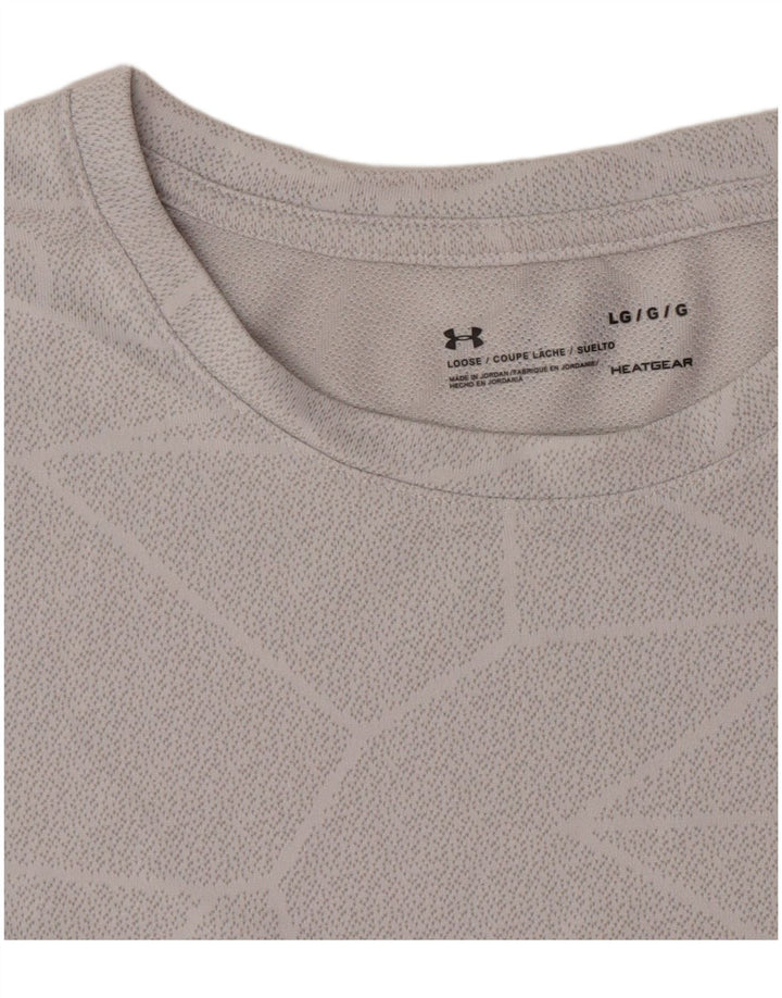 Мужская футболка Under Armour Heat Gear, верх, большой серый полиэстер с геометрическим рисунком