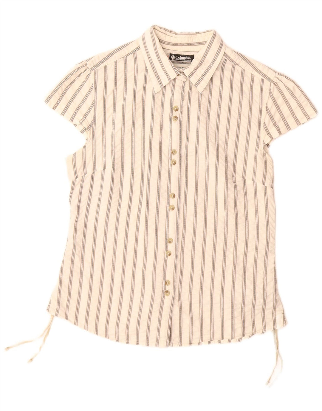 Женская рубашка с коротким рукавом COLUMBIA UK 14, хлопок в большую белую полоску