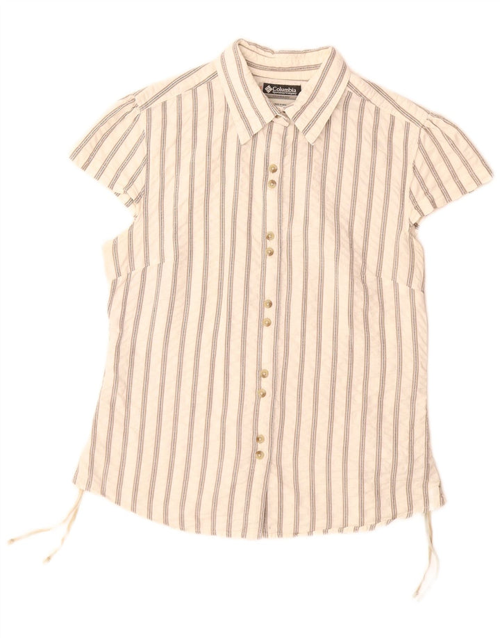 Женская рубашка с коротким рукавом COLUMBIA UK 14, хлопок в большую белую полоску