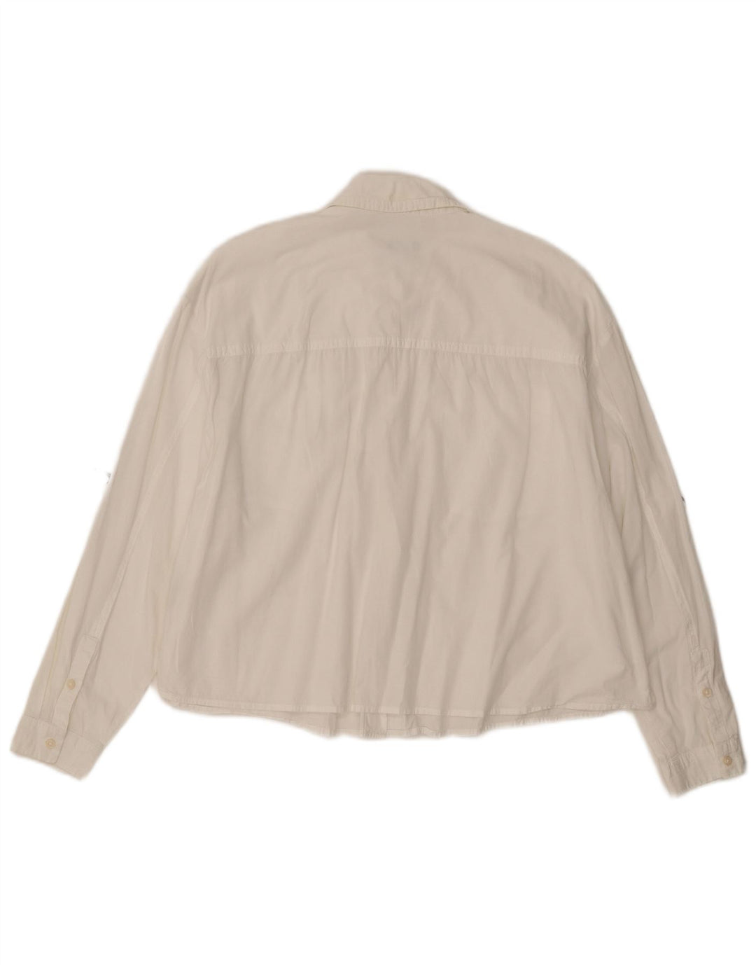 Женская укороченная рубашка оверсайз BENETTON UK 16, большой белый хлопок