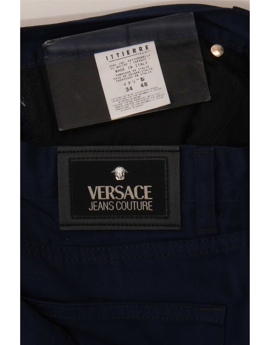 Versace Мужские прямые повседневные брюки W34 L32 Темно-синий полиэстер