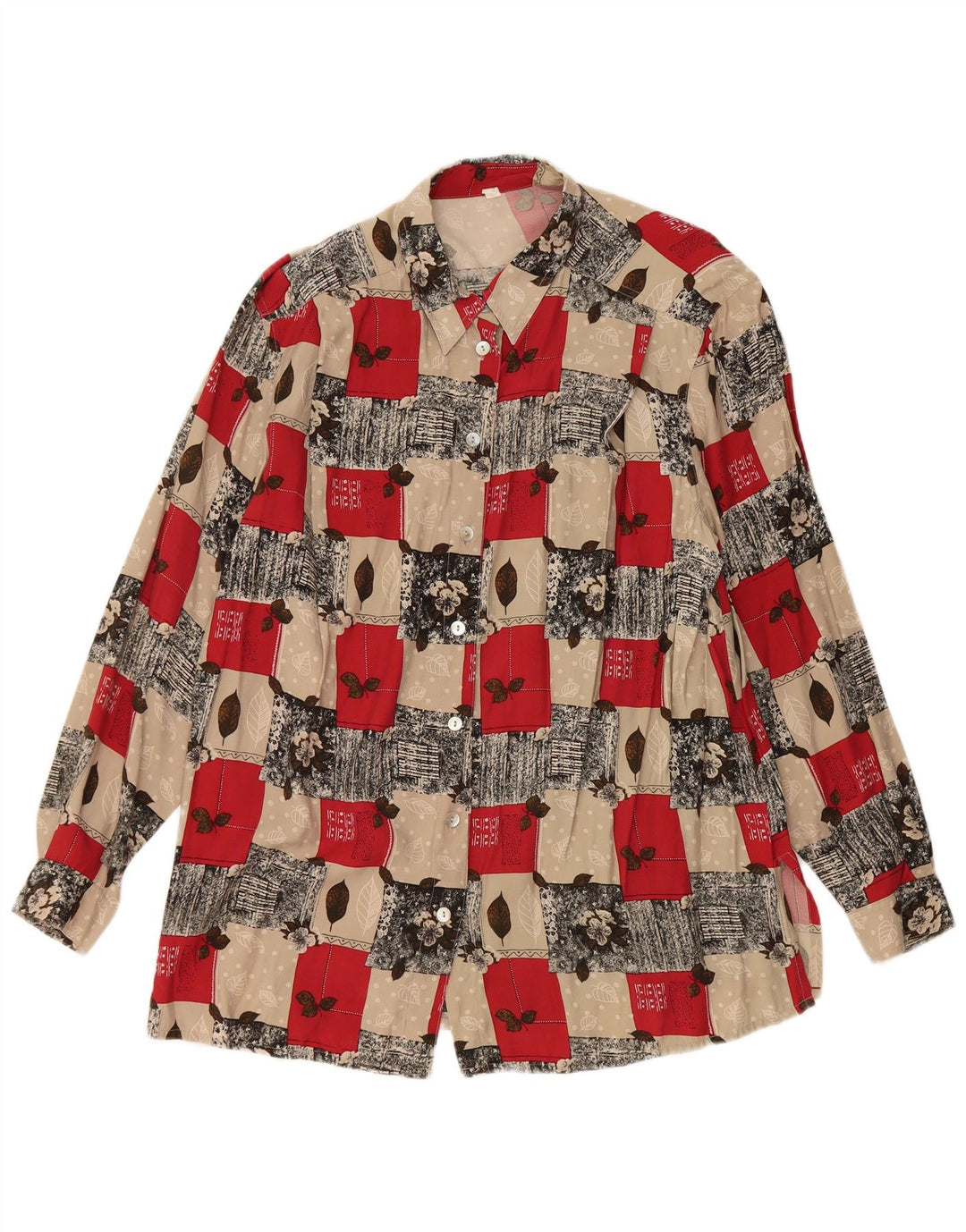 Женская блузка-рубашка VINTAGE UK 20 2XL, разноцветная вискоза с цветочным принтом