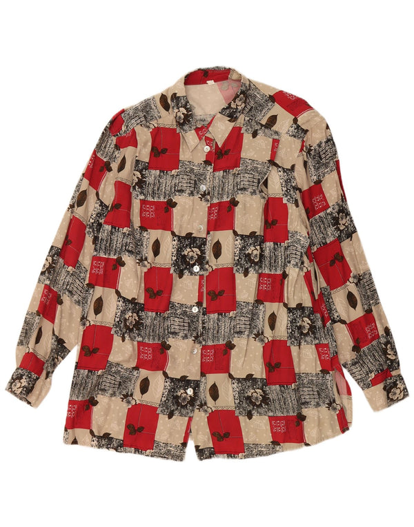 Женская блузка-рубашка VINTAGE UK 20 2XL, разноцветная вискоза с цветочным принтом