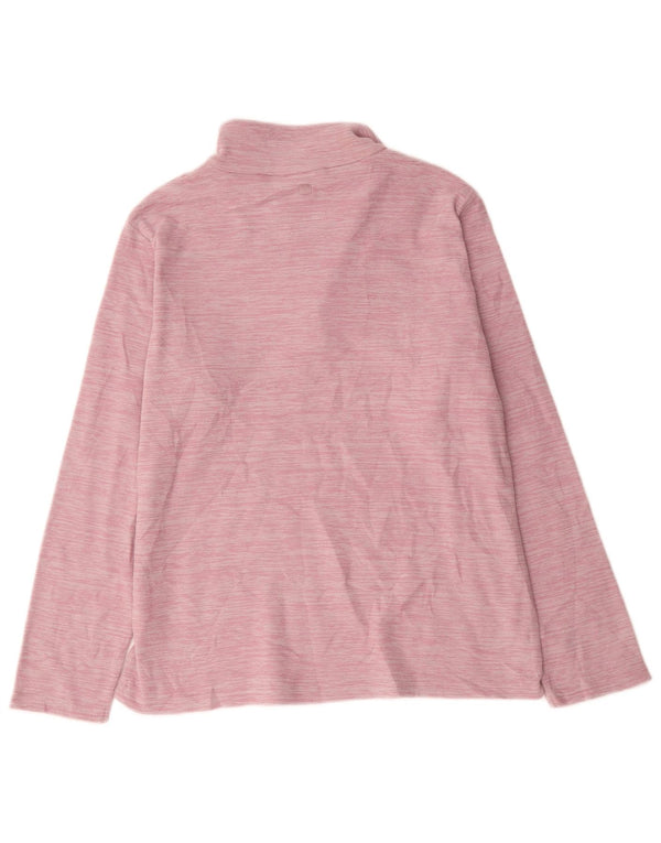 Mountain Warehouse Womens Zip Neck Fleece Jumper UK 16 Large Pink Striped