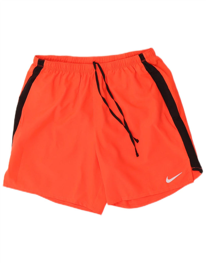 Мужские спортивные шорты Nike Dri Fit, большие оранжевые, полиэстер с цветными блоками