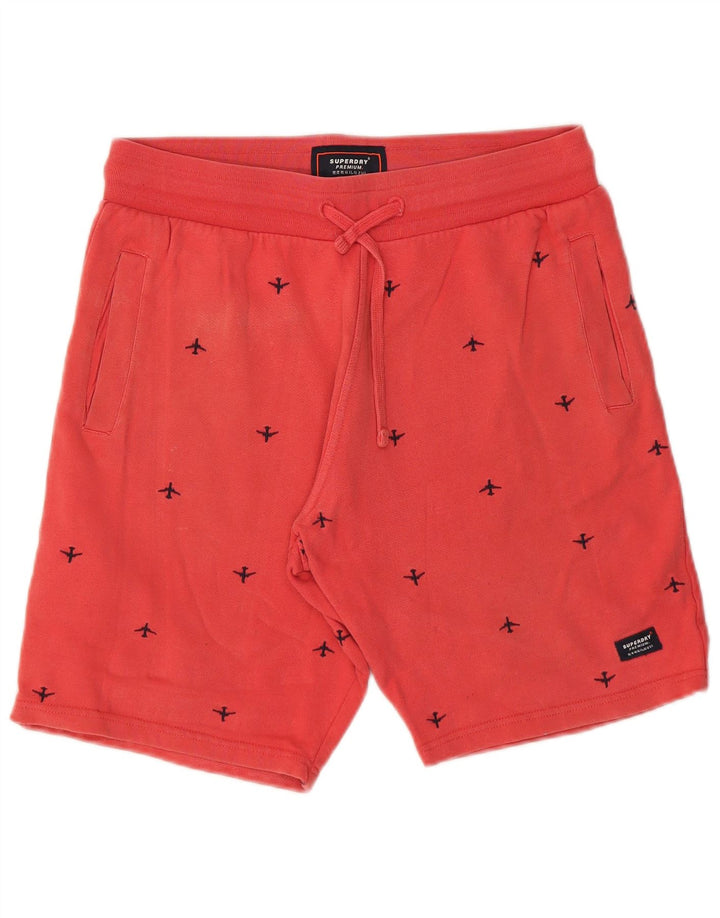 SUPERDRY Mens Graphic Sport Shorts Large  Red Cotton