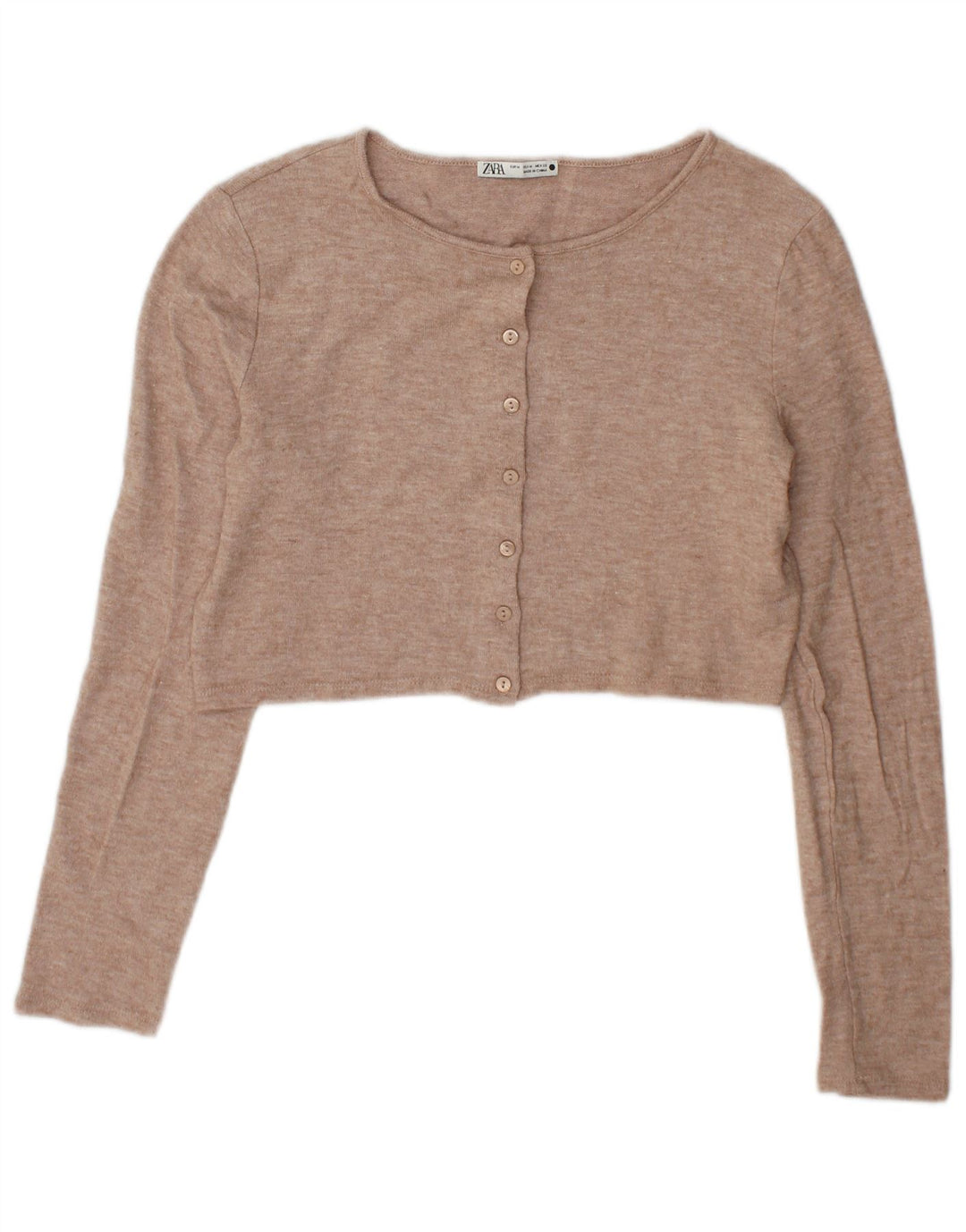Женский укороченный кардиган Zara UK 14, средний бежевый вискоза