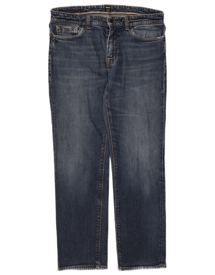 Мужские прямые джинсы Hugo Boss W33 L30 синие, хлопок