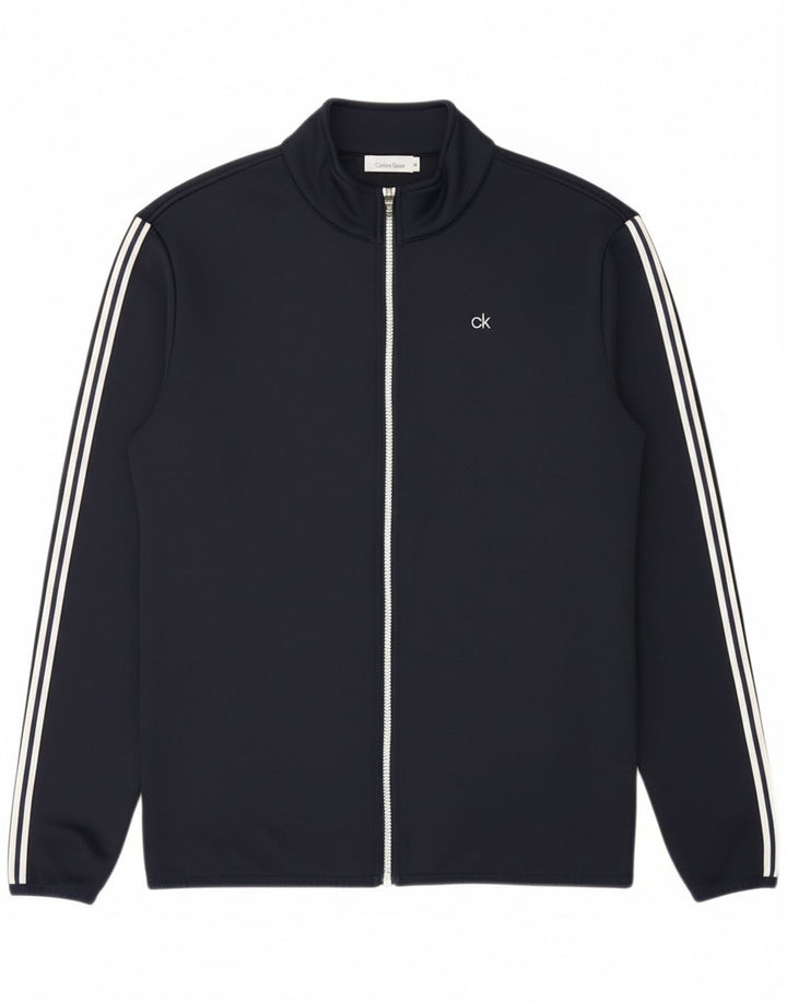 Мужская спортивная куртка Calvin Klein, большая темно-синяя полосатая полиэстеровая куртка