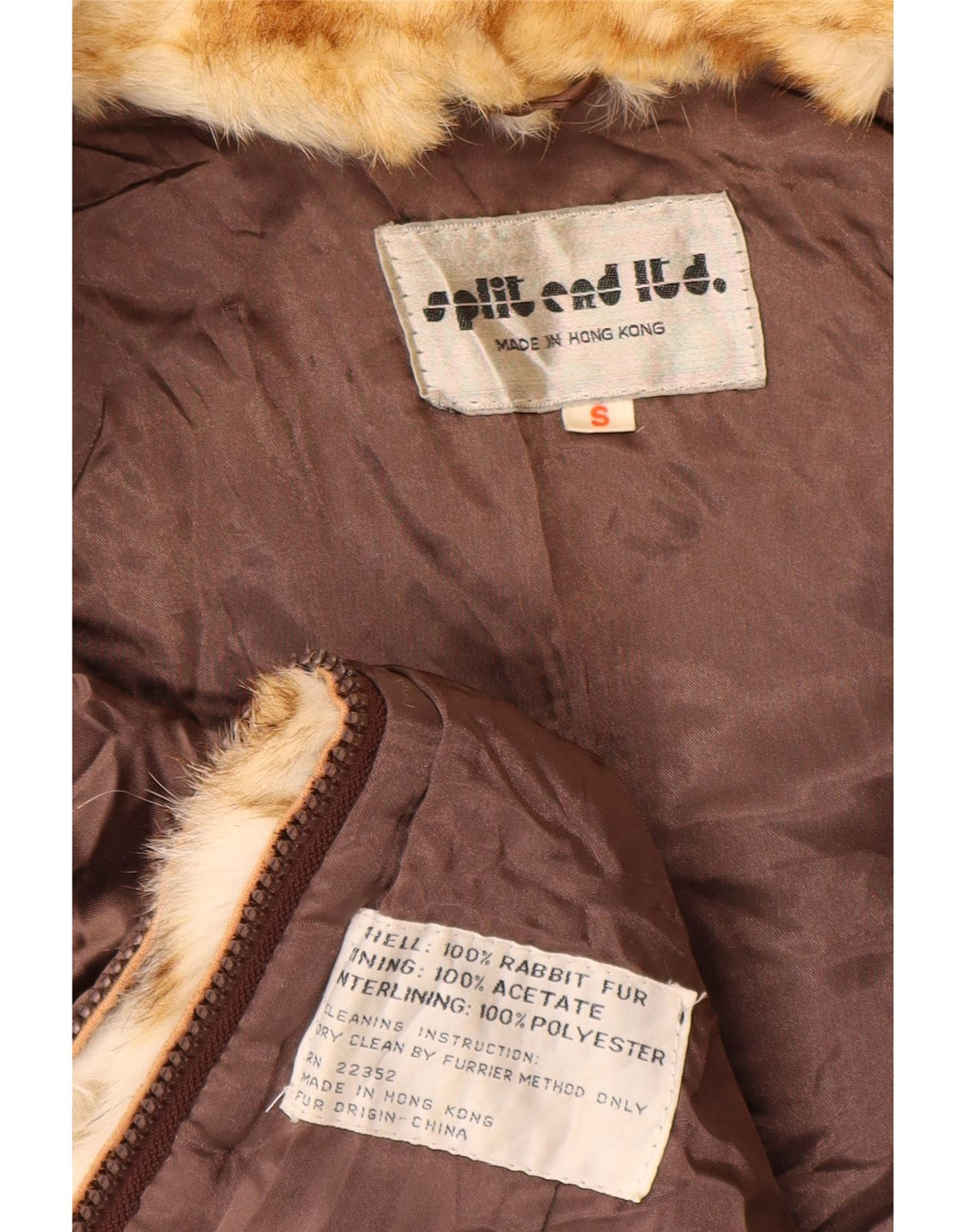 Женская большая меховая куртка Split End Ltd UK 10, маленький коричневый мех кролика