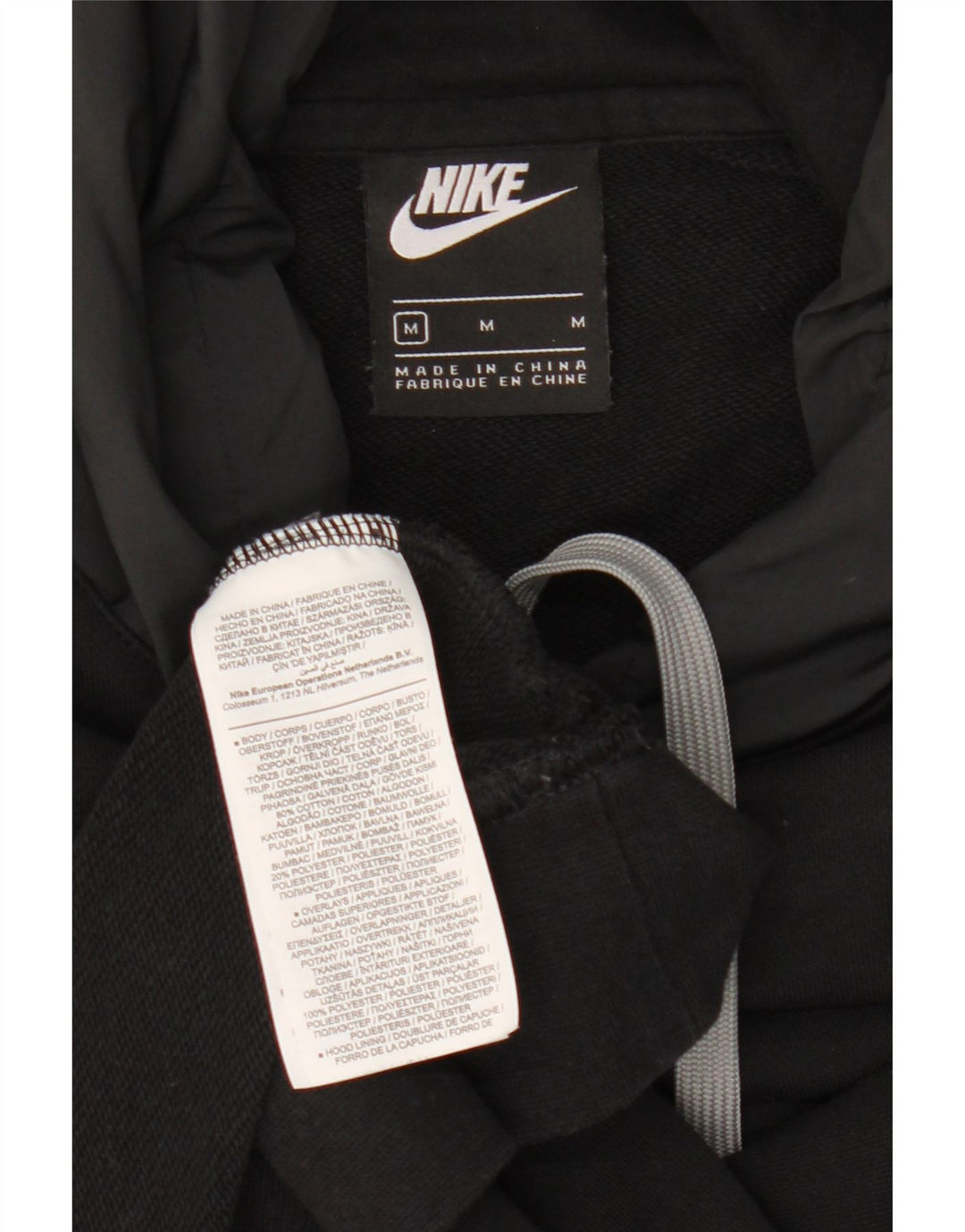 Мужской джемпер с капюшоном с рисунком Nike, средний черный, хлопковый