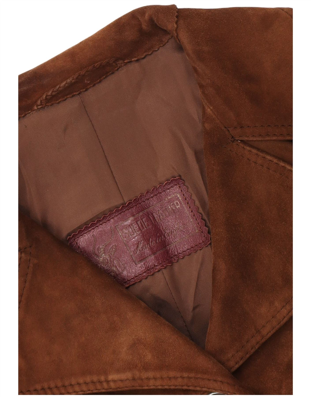 Vintage Womens Suede Overcoat UK 10 Small Brown Leather