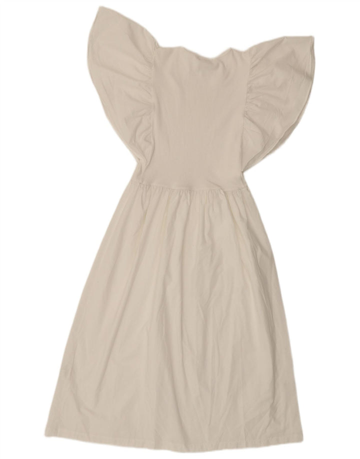 Женское платье трапециевидной формы с крыльями летучей мыши Zara UK 8, маленький цвет, белый полиэстер