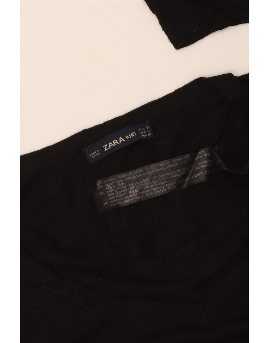 Женский свободный джемпер с v-образным вырезом ZARA UK 10, маленький, черный, вискоза