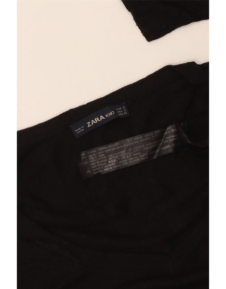 Женский свободный джемпер с v-образным вырезом ZARA UK 10, маленький, черный, вискоза