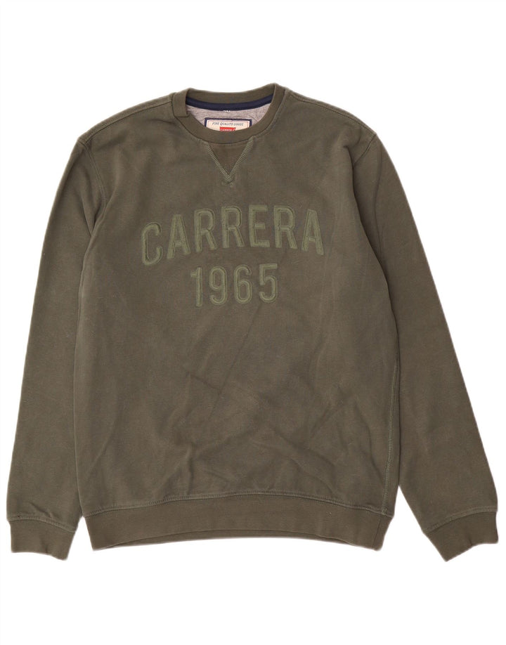 Мужской свитшот с рисунком Carrera, маленький хлопковый джемпер цвета хаки