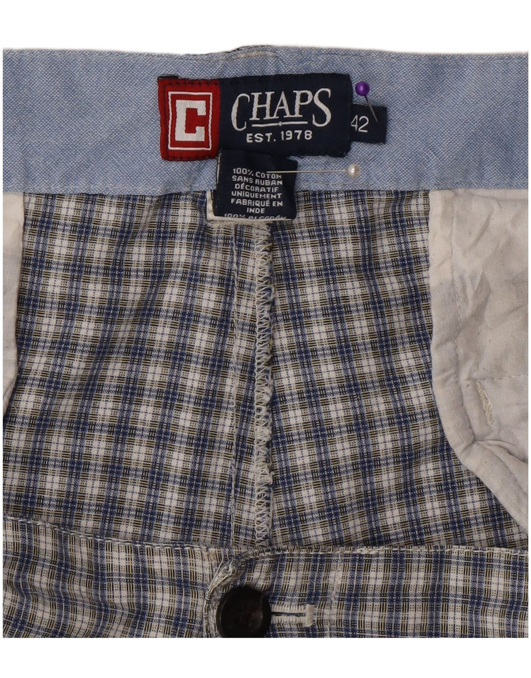 Мужские шорты чинос Chaps W42 2XL, синие в клетку, хлопок
