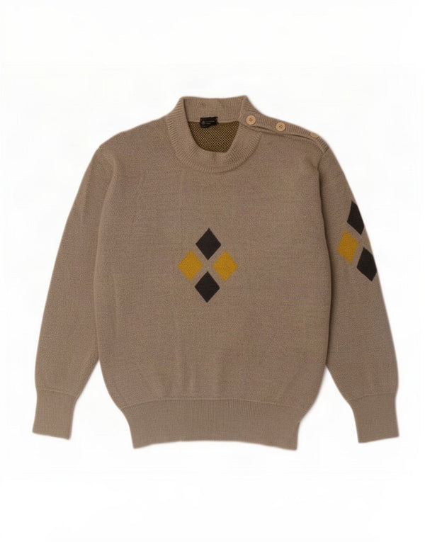 Ermenegildo Zegna Мужской джемпер с воротником на пуговицах, свитер XS Серый Argyle/Diamond