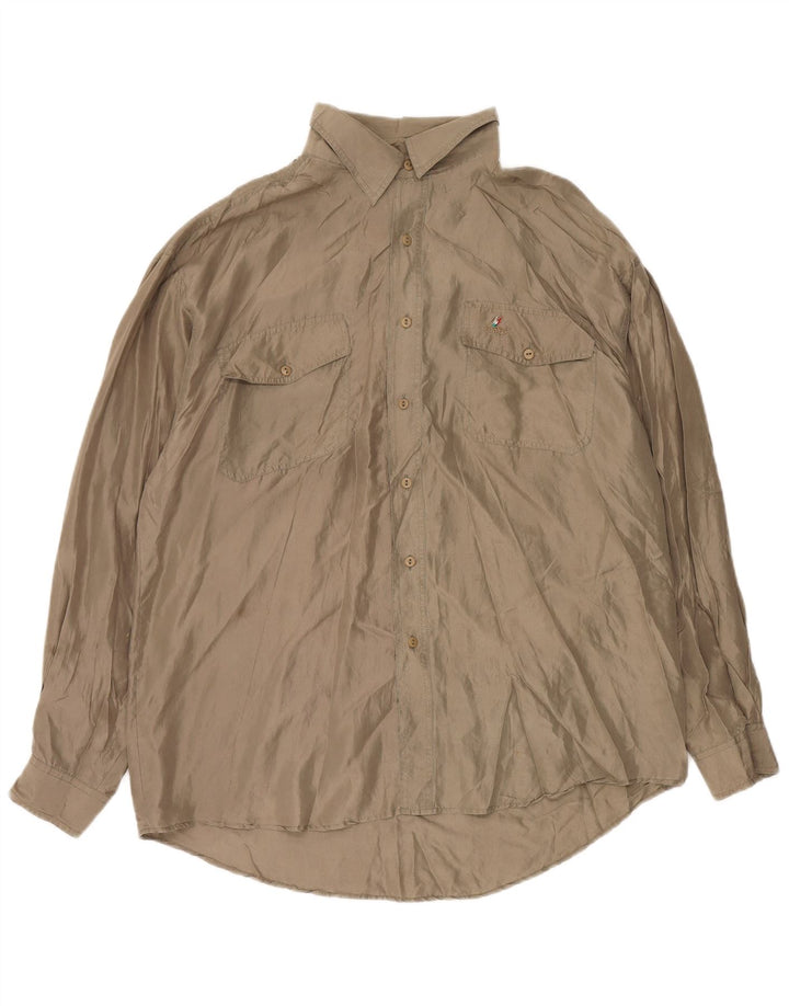 VINTAGE Мужская рубашка XL Коричневая шелковая