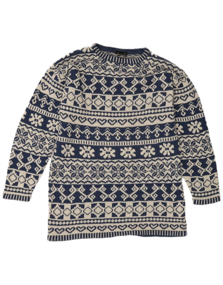 Мужской свитер с круглым вырезом Impuls, маленький синий, Fair Isle Ramie