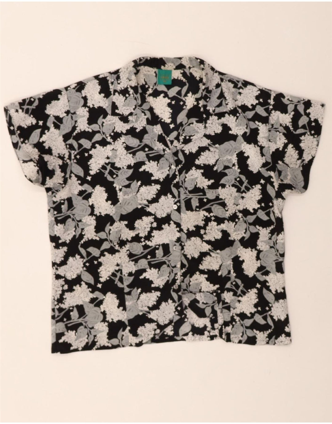 CANDA Womens Short Sleeve Shirt Blouse EU 44 XL Black Floral Polyester Vintage Canda and Second-Hand Canda from Messina Hembry 