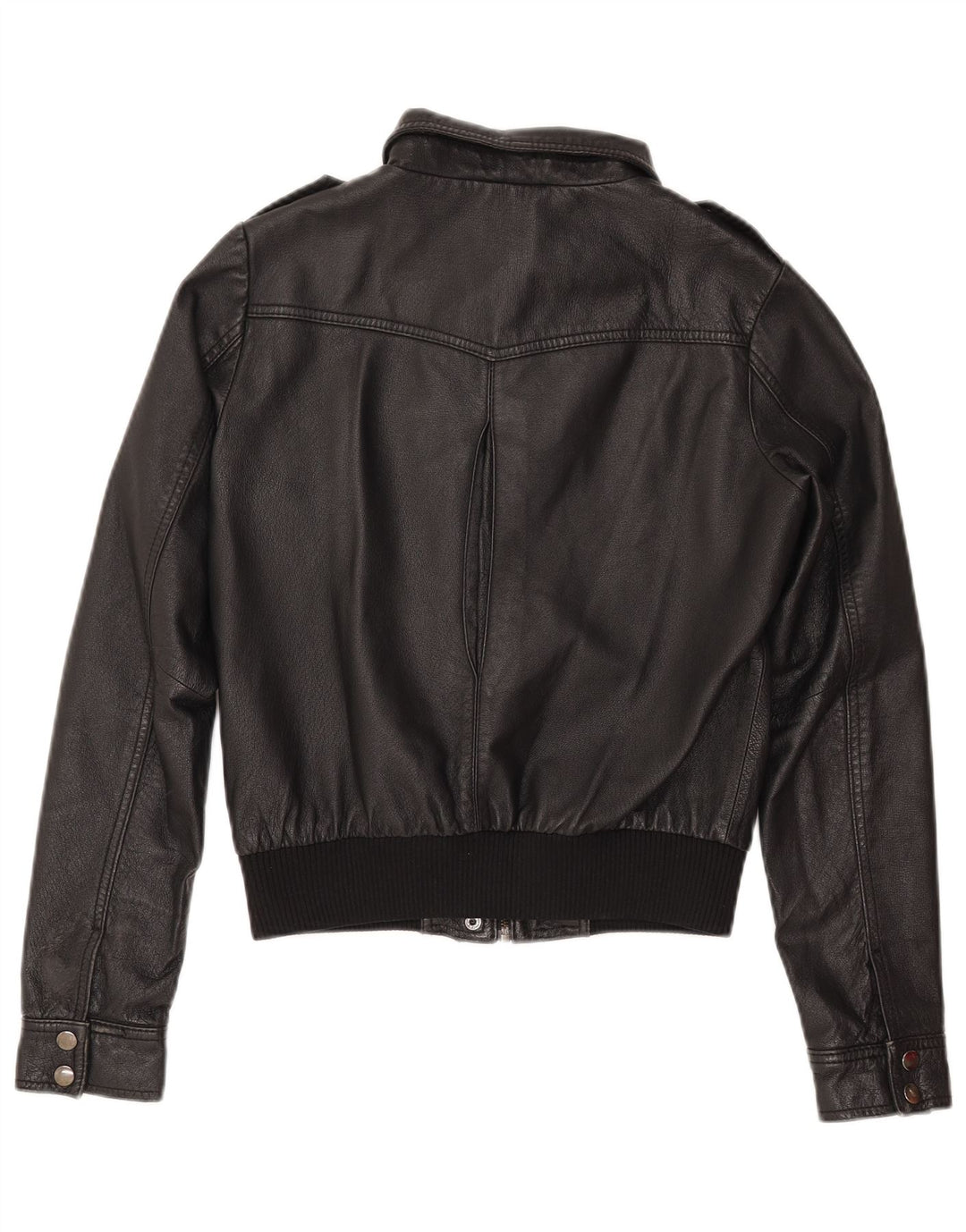 H&M Женская укороченная кожаная куртка EU 38 средний черный кожаный