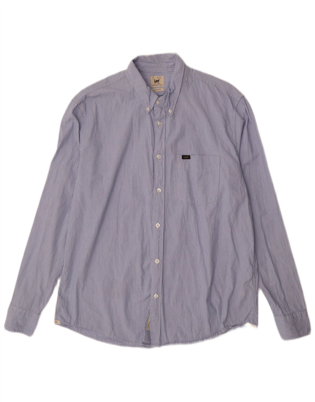 LEE Mens Regular Fit Shirt XL Blue Pinstripe Cotton