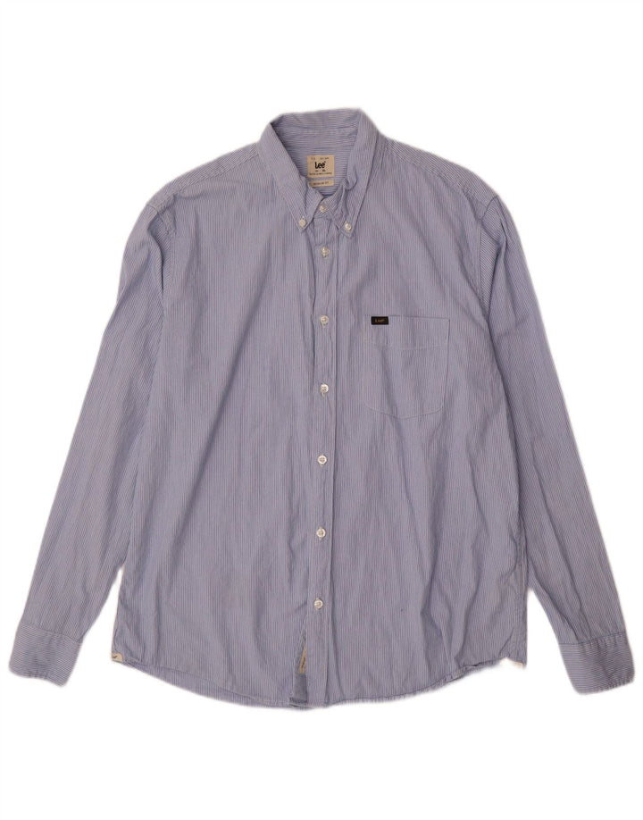 LEE Mens Regular Fit Shirt XL Blue Pinstripe Cotton