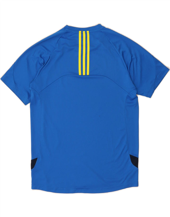 ADIDAS Mens T-Shirt Top Medium Blue Colourblock Polyester Vintage Adidas and Second-Hand Adidas from Messina Hembry 